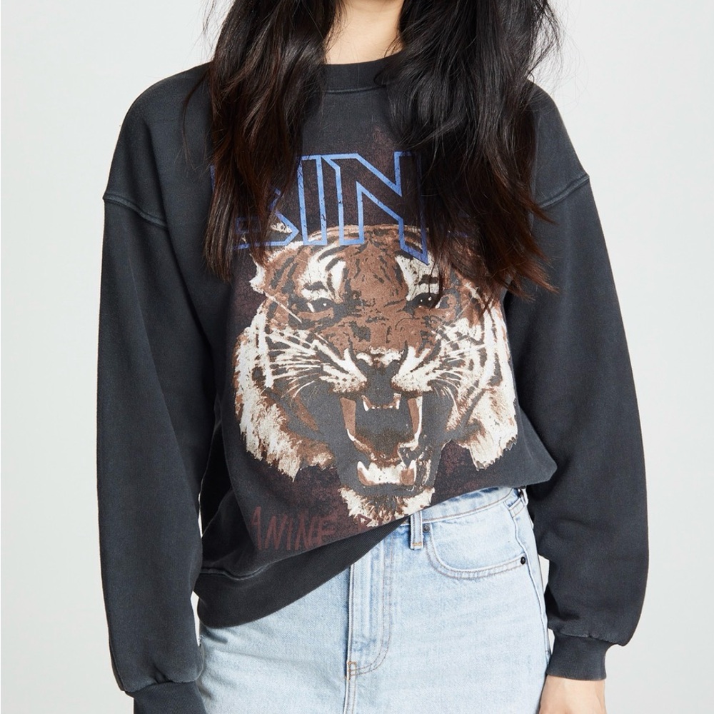 Anine Bing Black Tiger Graphic Sweatershirt